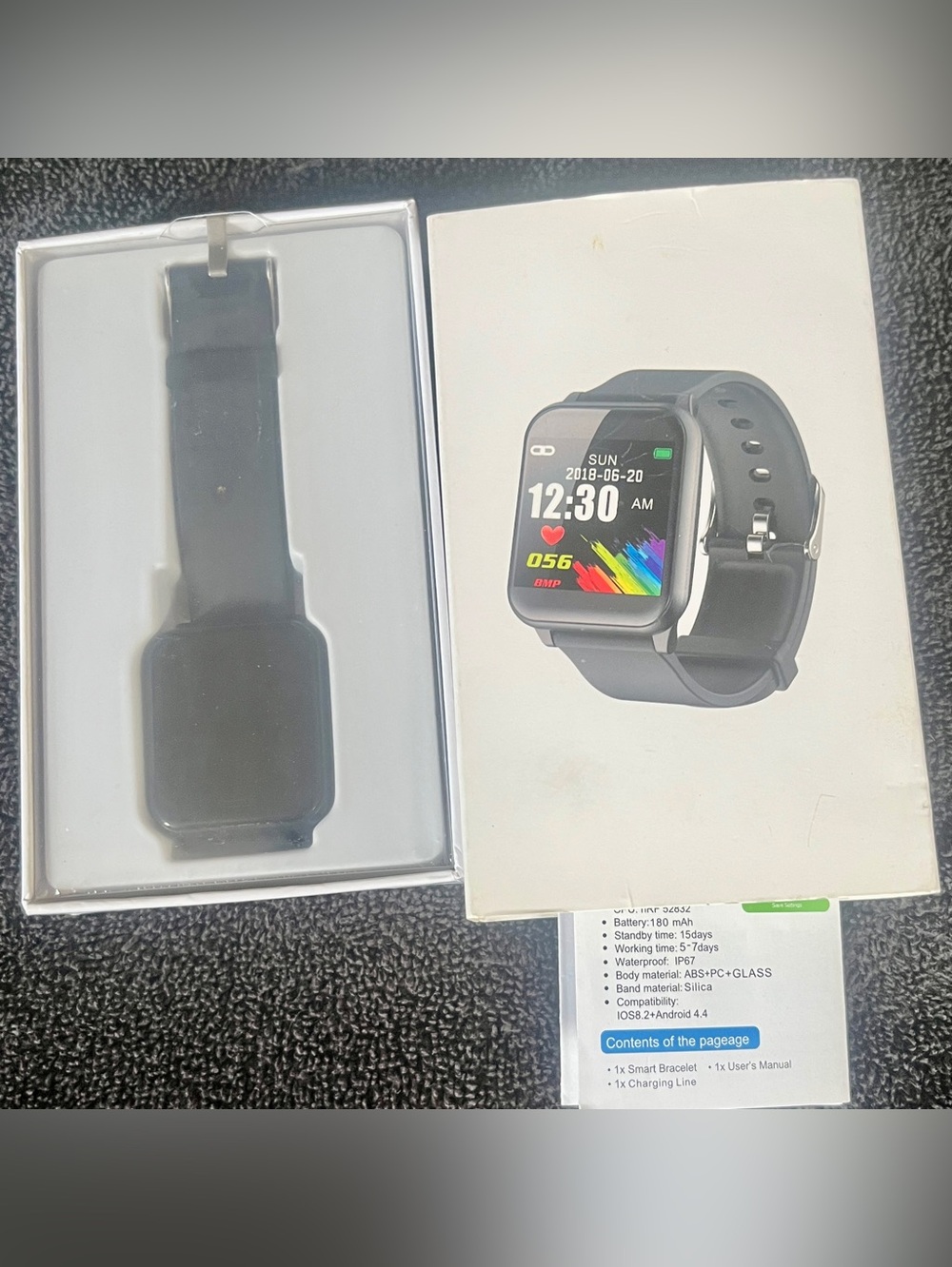 Black Smartwatch with Heart-Rate & Activity Tracking